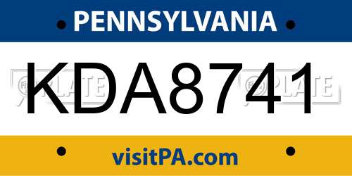 KDA8741 Pennsylvania License Plate