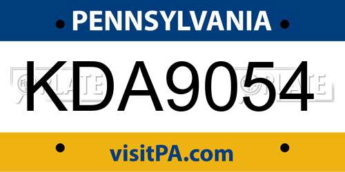 KDA9054 Pennsylvania License Plate