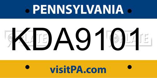 KDA9101 Pennsylvania License Plate