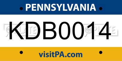 KDB0014 Pennsylvania License Plate