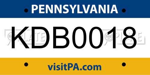 KDB0018 Pennsylvania License Plate