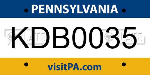 KDB0035 Pennsylvania License Plate