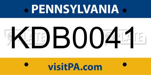 KDB0041 Pennsylvania License Plate