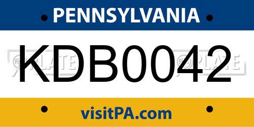 KDB0042 Pennsylvania License Plate