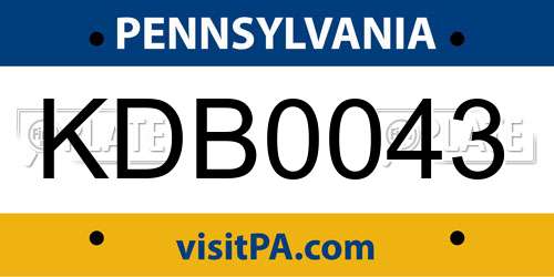 KDB0043 Pennsylvania License Plate