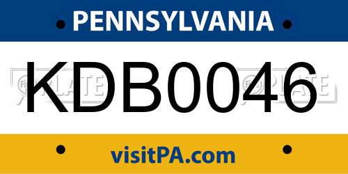 KDB0046 Pennsylvania License Plate