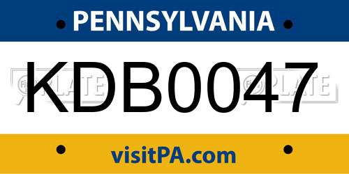 KDB0047 Pennsylvania License Plate