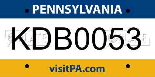 KDB0053 Pennsylvania License Plate