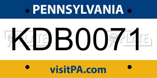 KDB0071 Pennsylvania License Plate