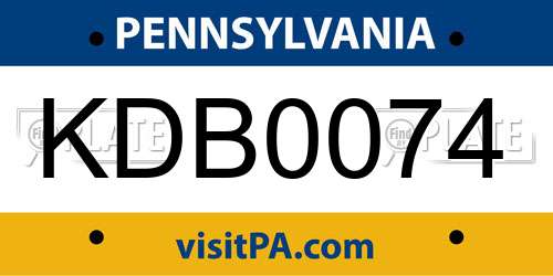 KDB0074 Pennsylvania License Plate