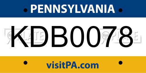 KDB0078 Pennsylvania License Plate