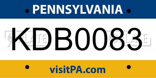 KDB0083 Pennsylvania License Plate