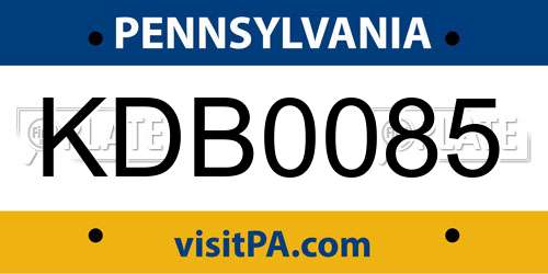 KDB0085 Pennsylvania License Plate