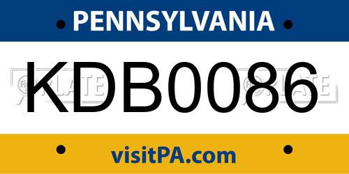 KDB0086 Pennsylvania License Plate