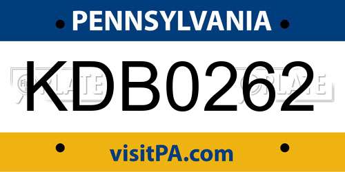 KDB0262 Pennsylvania License Plate