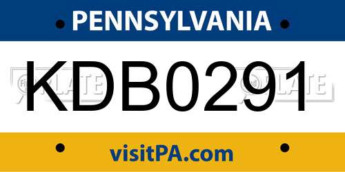 KDB0291 Pennsylvania License Plate