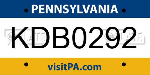 KDB0292 Pennsylvania License Plate