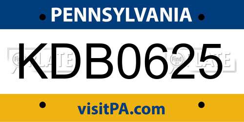 KDB0625 Pennsylvania License Plate