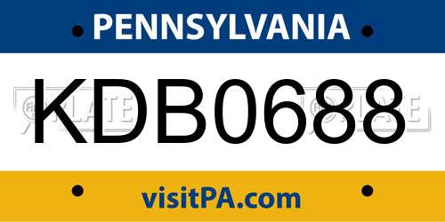 KDB0688 Pennsylvania License Plate