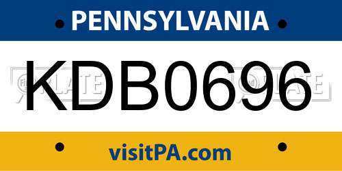 KDB0696 Pennsylvania License Plate