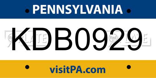 KDB0929 Pennsylvania License Plate