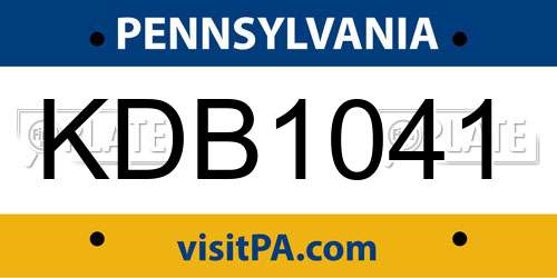 KDB1041 Pennsylvania License Plate
