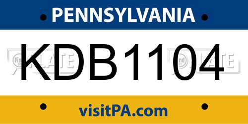 KDB1104 Pennsylvania License Plate