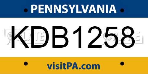 KDB1258 Pennsylvania License Plate