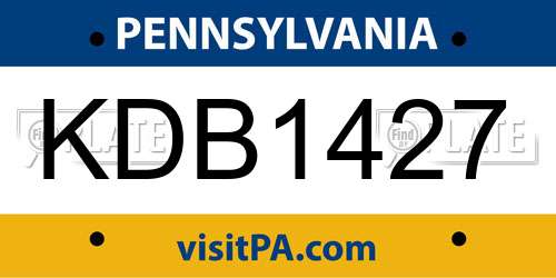 KDB1427 Pennsylvania License Plate