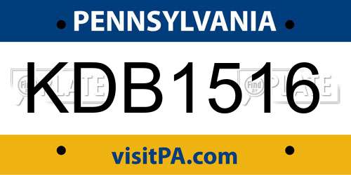 KDB1516 Pennsylvania License Plate
