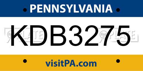 KDB3275 Pennsylvania License Plate