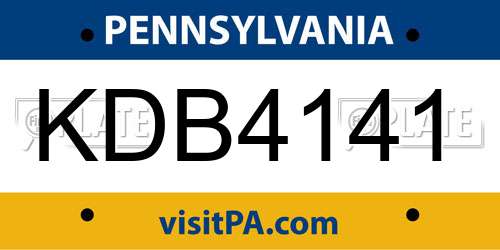 KDB4141 Pennsylvania License Plate