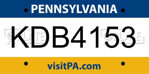 KDB4153 Pennsylvania License Plate