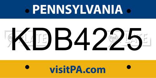 KDB4225 Pennsylvania License Plate