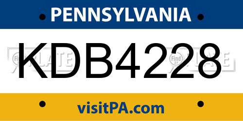 KDB4228 Pennsylvania License Plate