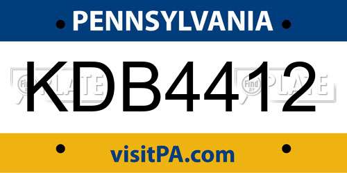 KDB4412 Pennsylvania License Plate