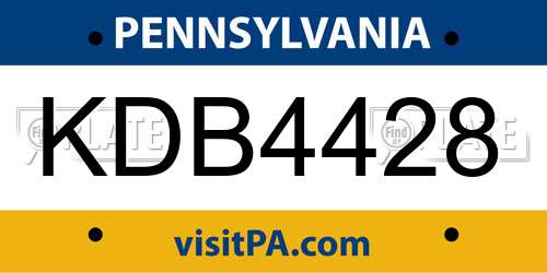 KDB4428 Pennsylvania License Plate