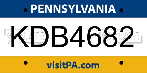 KDB4682 Pennsylvania License Plate