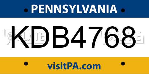 KDB4768 Pennsylvania License Plate