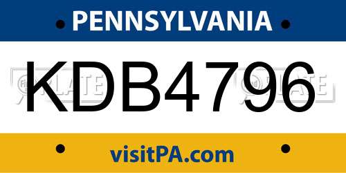 KDB4796 Pennsylvania License Plate