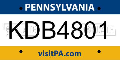KDB4801 Pennsylvania License Plate