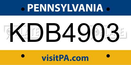 KDB4903 Pennsylvania License Plate