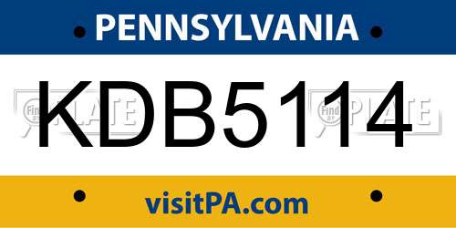 KDB5114 Pennsylvania License Plate