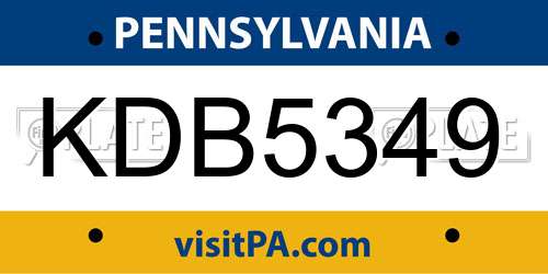 KDB5349 Pennsylvania License Plate