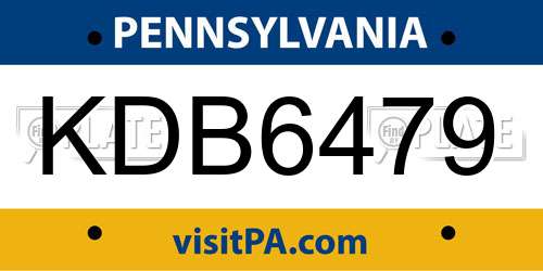 KDB6479 Pennsylvania License Plate