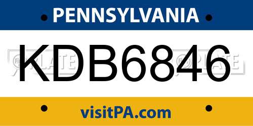 KDB6846 Pennsylvania License Plate