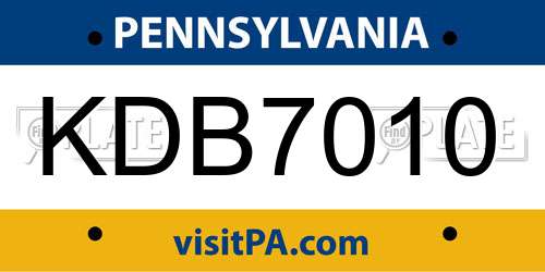 KDB7010 Pennsylvania License Plate
