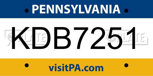 KDB7251 Pennsylvania License Plate