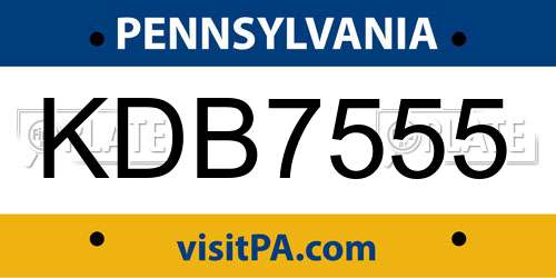 KDB7555 Pennsylvania License Plate