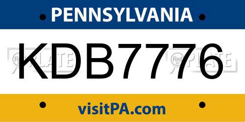 KDB7776 Pennsylvania License Plate